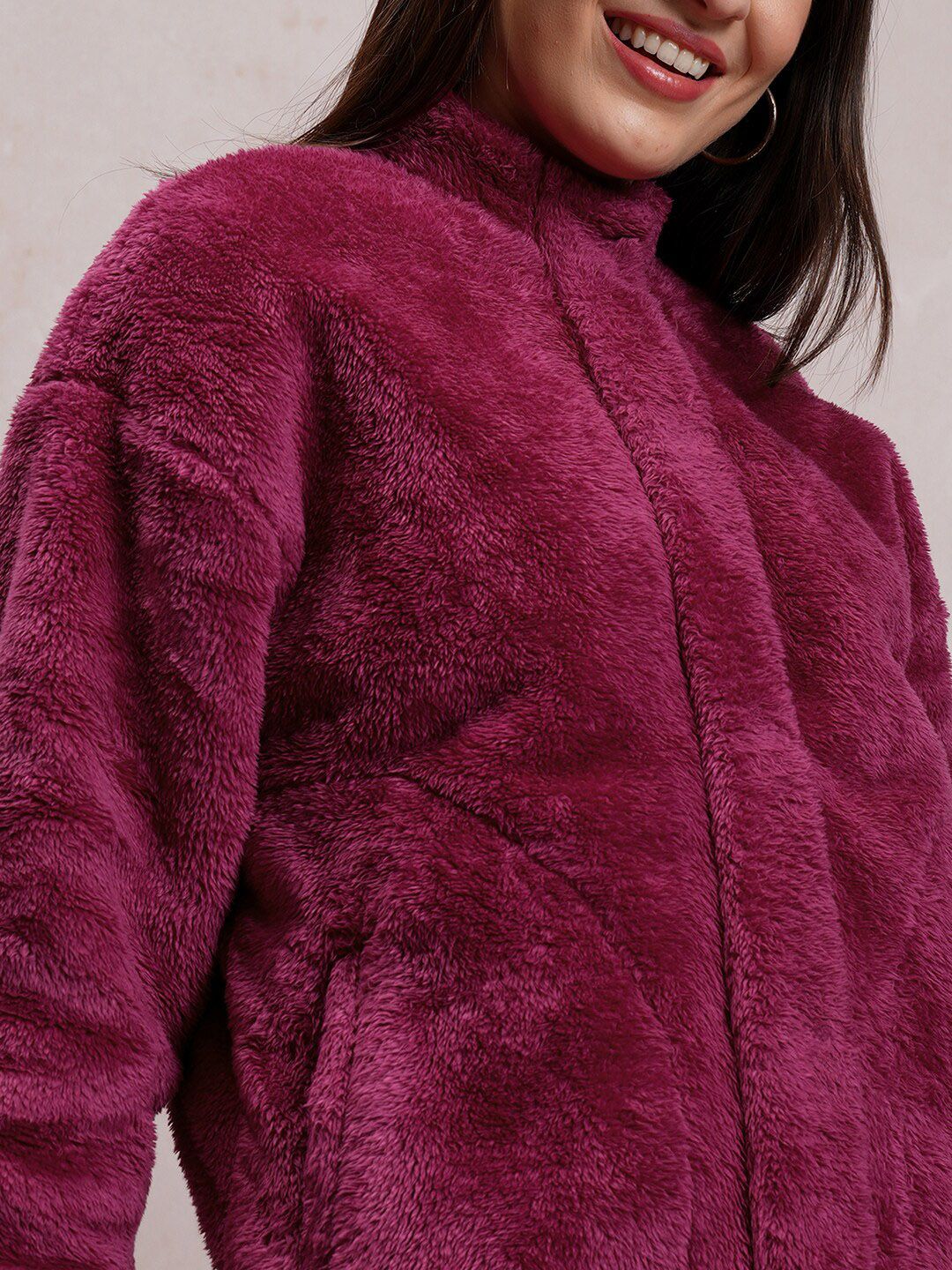 Tokyo Talkies Maroon Oversized Tailored Jacket