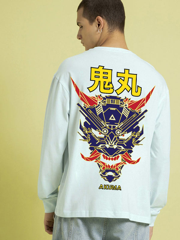 Bewakoof Men Ice Cair Akuma Grafik Bercetak Leher Kapas Tulen T-Shirt Berat