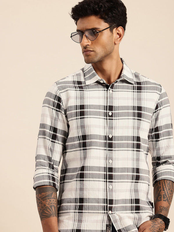 Being Human Pure Cotton Slim Fit Checked Casual Shirt