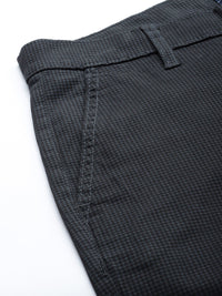 The Indian Garage Co Men Grey Checked Slim Fit Trousers