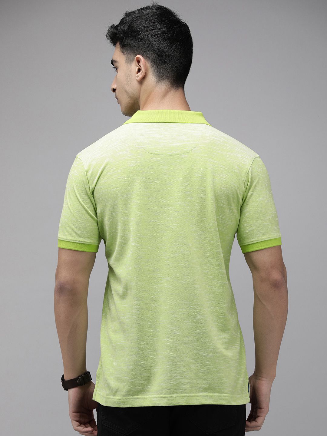 Park Avenue Self Design Polo Collar Pocket Slim Fit T-shirt