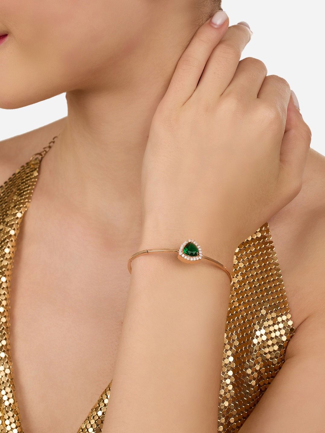 Zaveri Pearls Rose Gold Plated Cubic Zirconia Gelang Kada