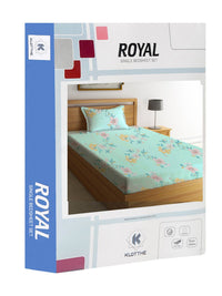 KLOTTHE Green Floral Cotton 300 TC Single Cadar Halus dengan Sarung Bantal-87 x 59 inci