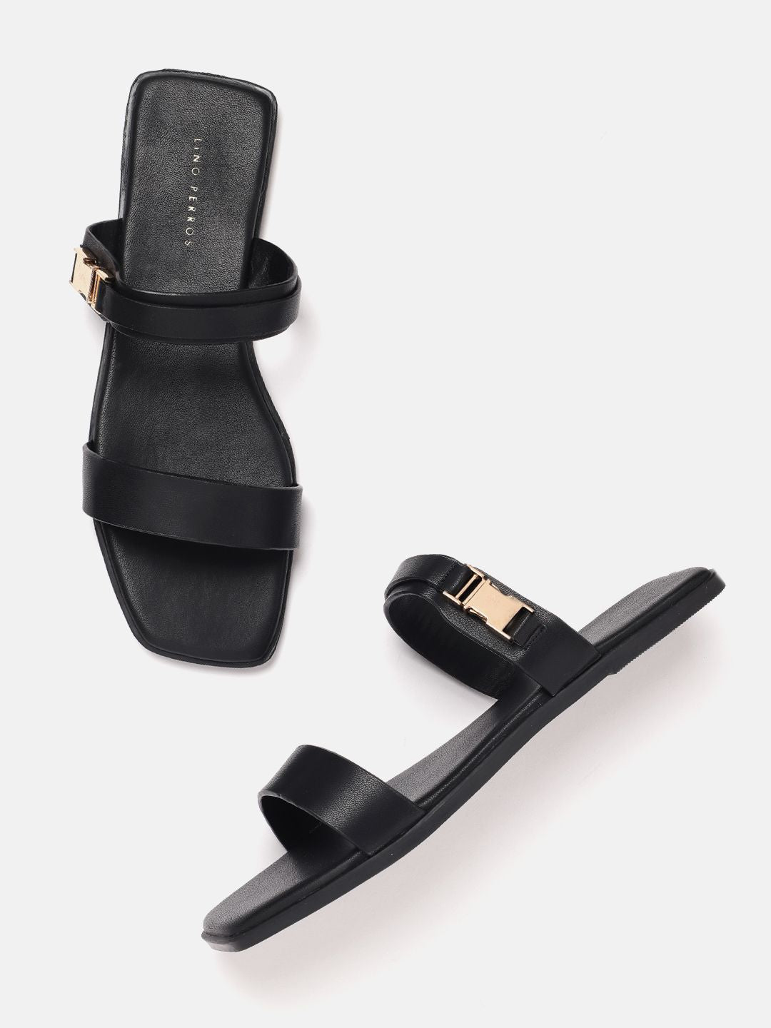 Lino Perros Women Open Toe Flats with Buckle Detail