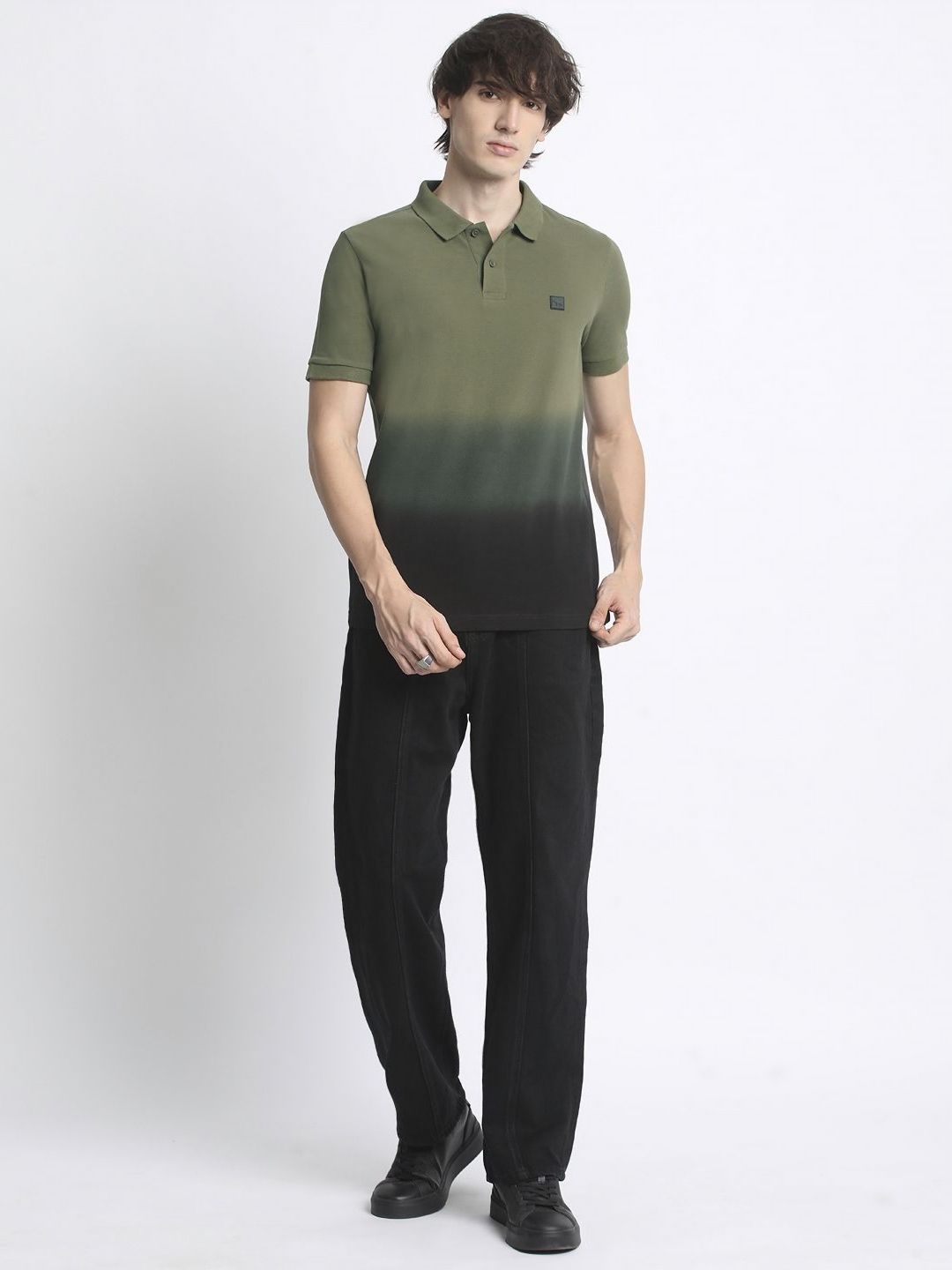 THE BEAR HOUSE Men's Ombre Cotton Regular Fit Polo Collar Tshirt