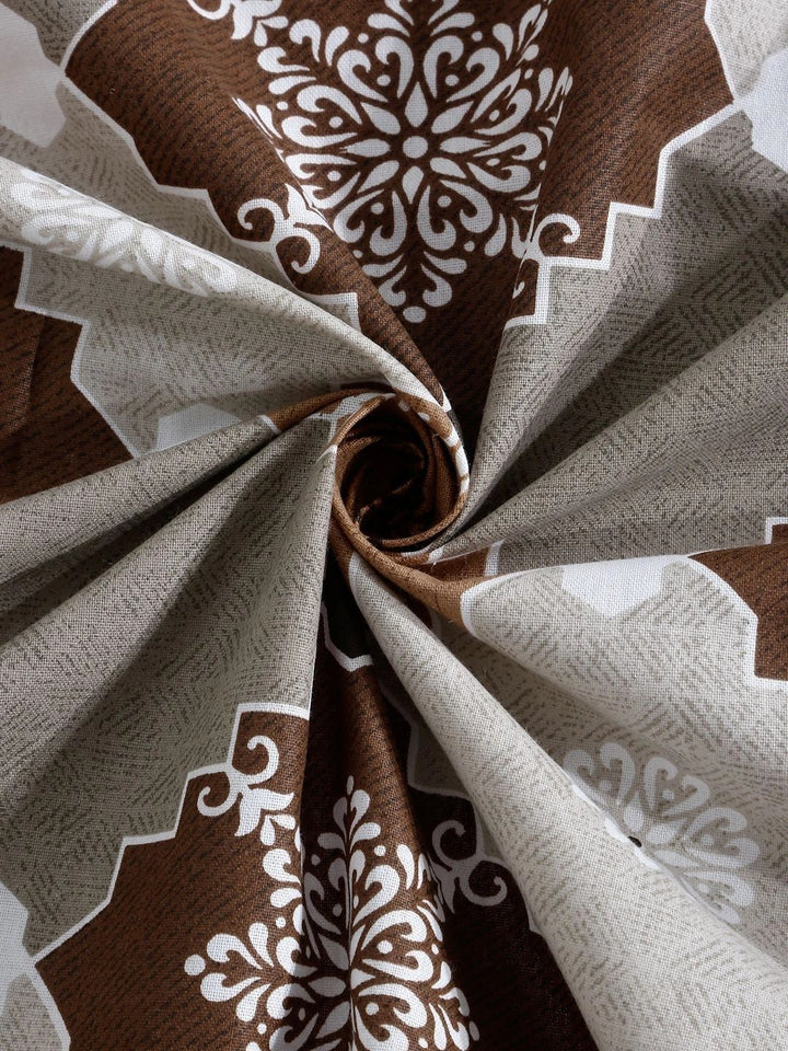 Moda Rapido X KLOTTHE Brown Geometric 400 TC Single Bedsheet with 1 Pillow Covers