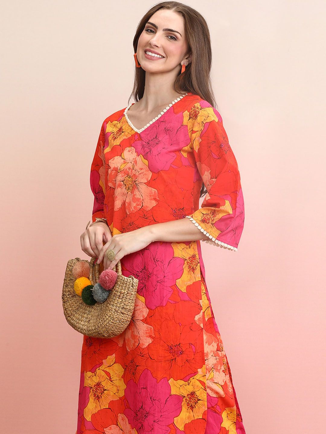 Indo Era Printed Pure Cotton Tunic With Trousers Co-Ords