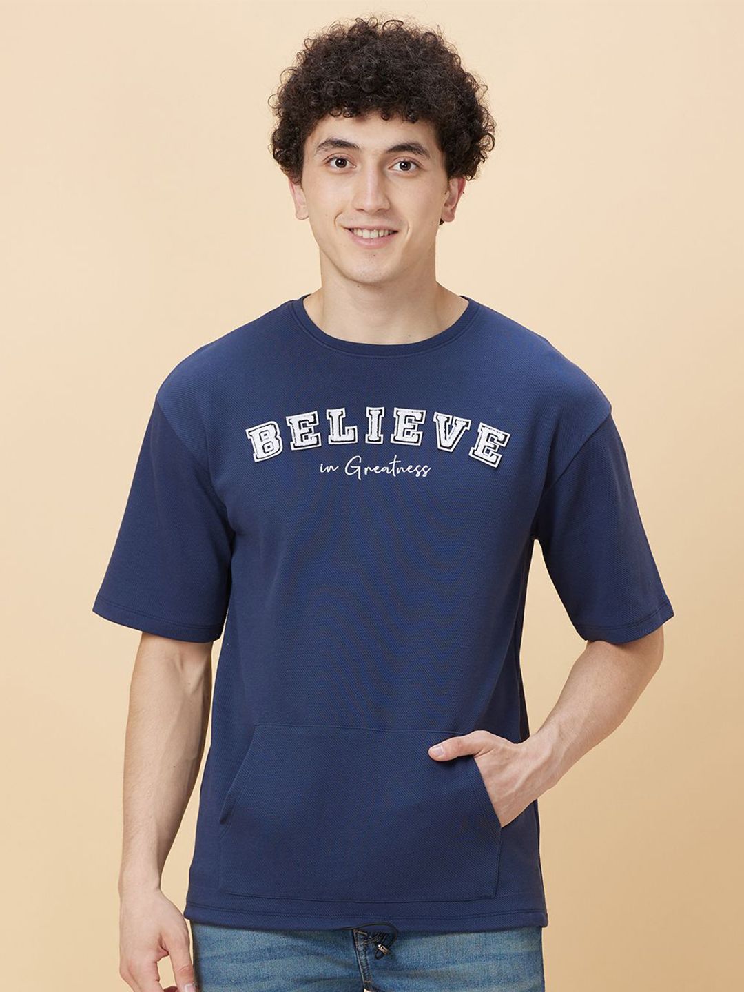 Being Human Men Typography Printed Applique T-shirt