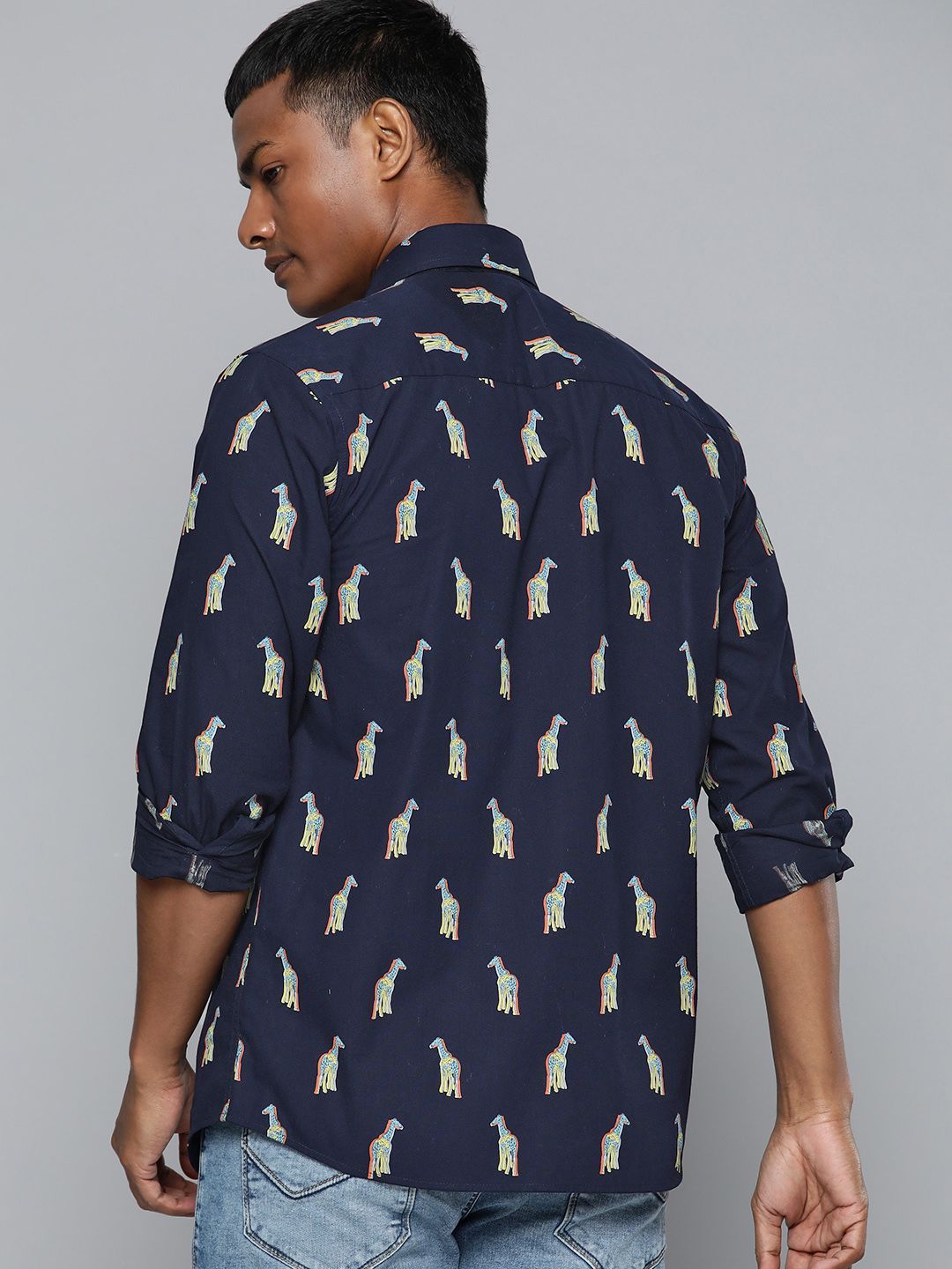DENNISON Men Navy Blue Regular Fit Printed Casual Shirt