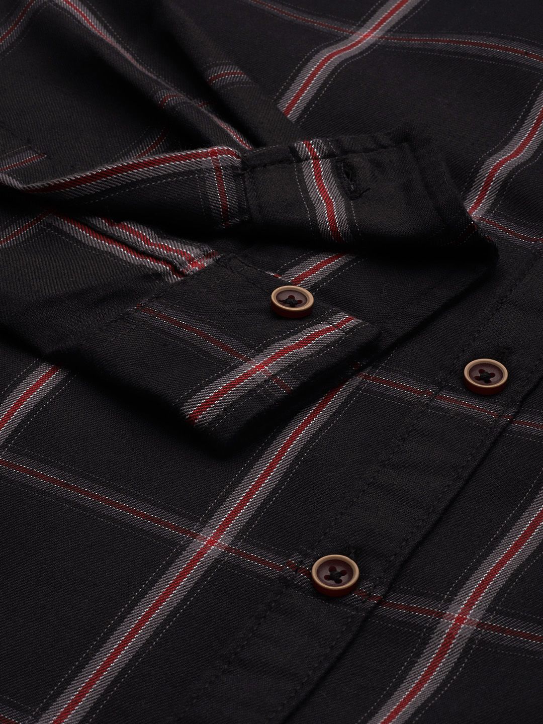 The Indian Garage Co Checked Pure Cotton Casual T-Shirt