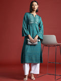 all about you Embroidered Yoke Design Bell Sleeves Kurta