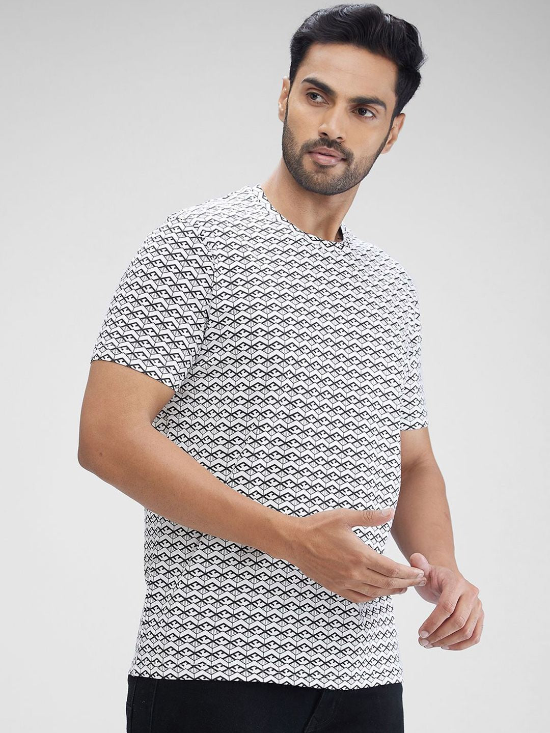 Park Avenue Men Printed Polo Collar Pockets Slim Fit T-shirt