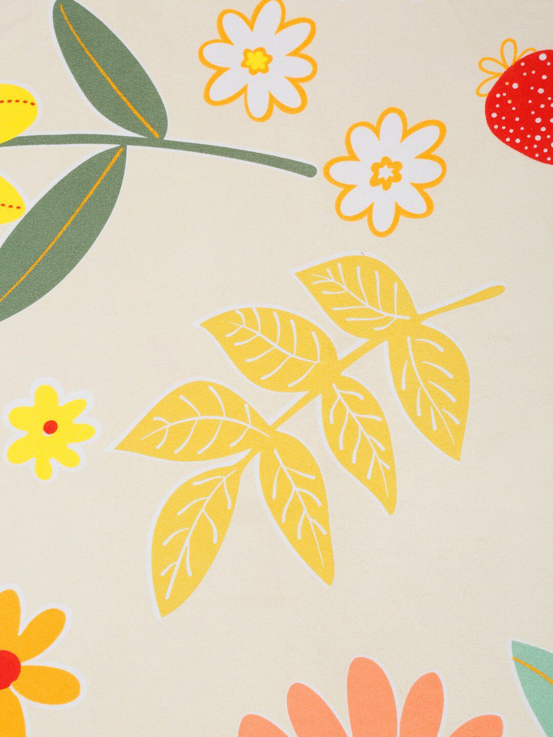 KLOTTHE White & Yellow Printed 300 TC Double King Fitted Bedsheet With 2 Pillow Covers