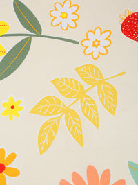 KLOTTHE White & Yellow Printed 300 TC Double King Fitted Bedsheet With 2 Pillow Covers