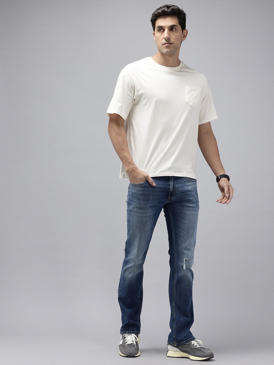 SPYKAR Men Rafter Slash Knee Heavy Fade Stretchable Jeans