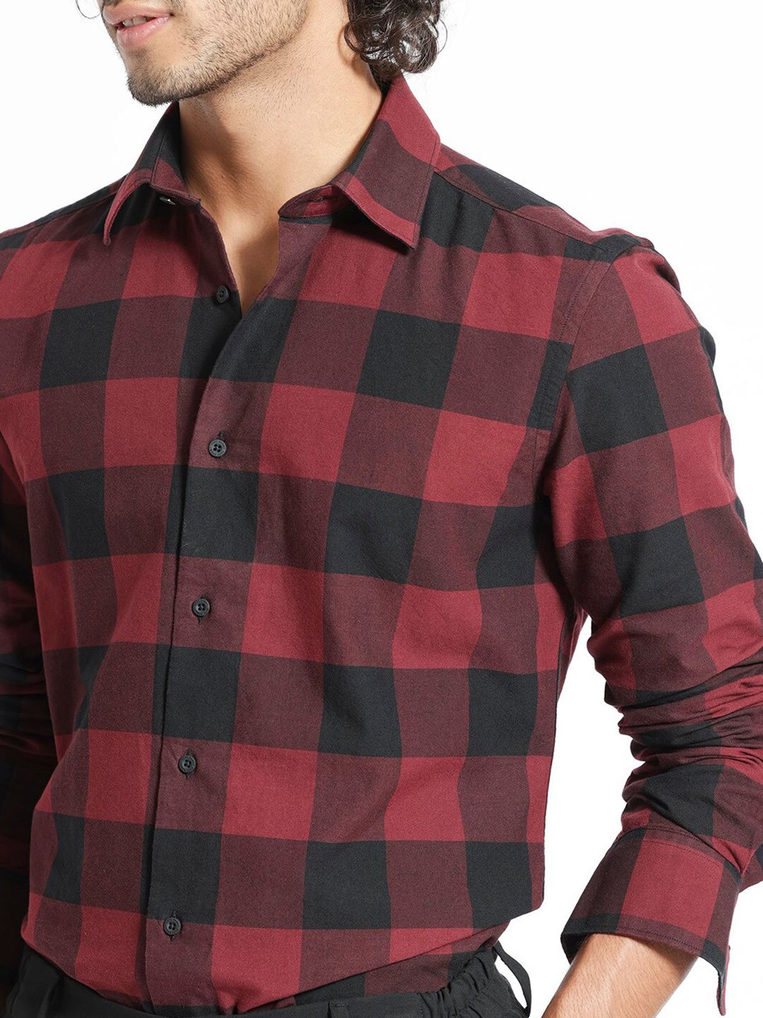 RARE RABBIT Men Byre Slim Fit Checked Cotton Shirt