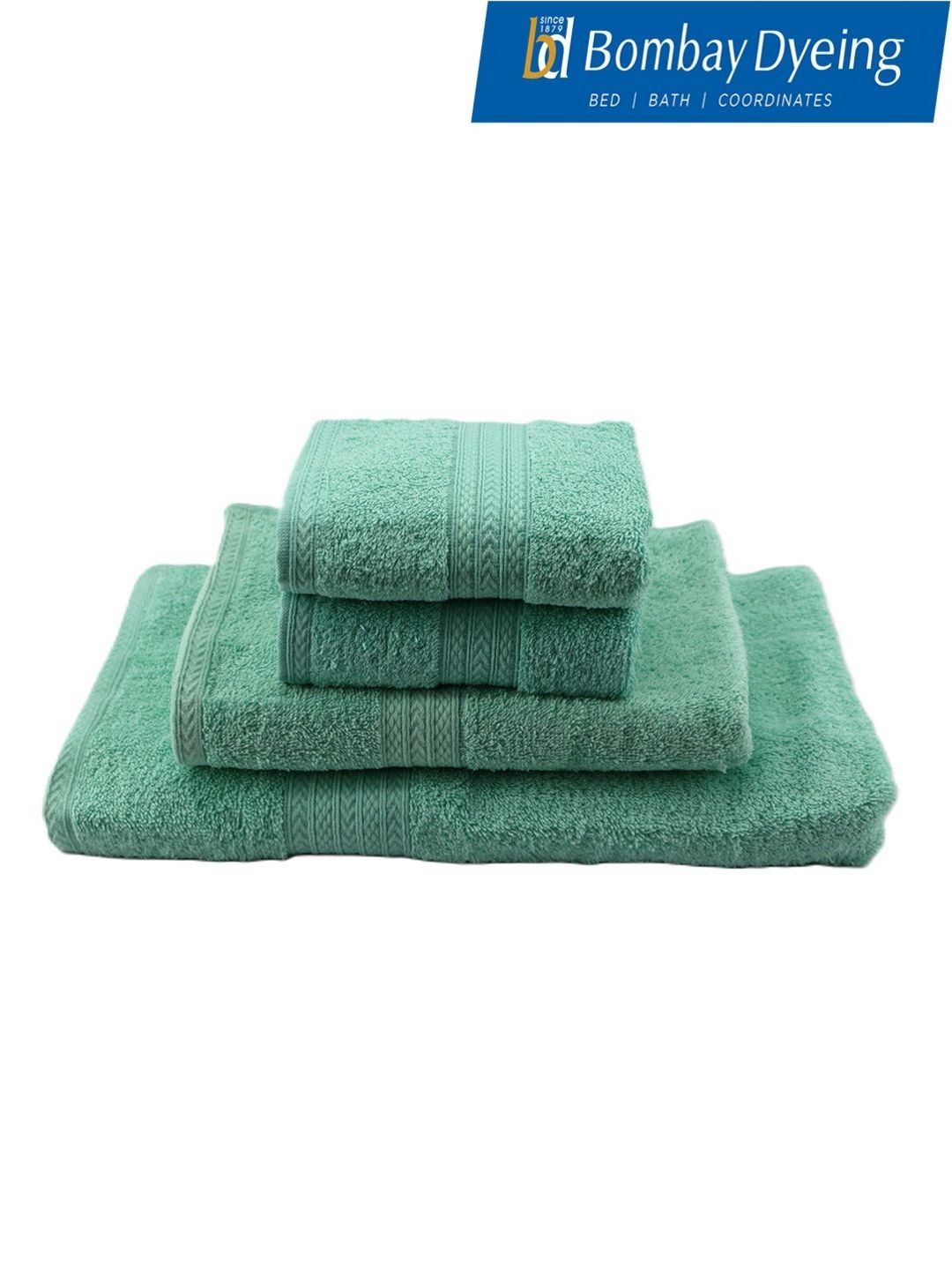 BOMBAY DYEING Green 4 Piece Pure Cotton 450 GSM Towel Set