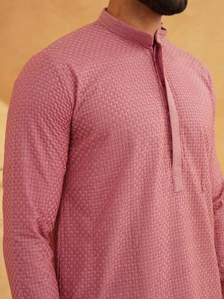 SOJANYA Geometric Embroidered Thread Work Pure Cotton Straight Kurta with Churidar