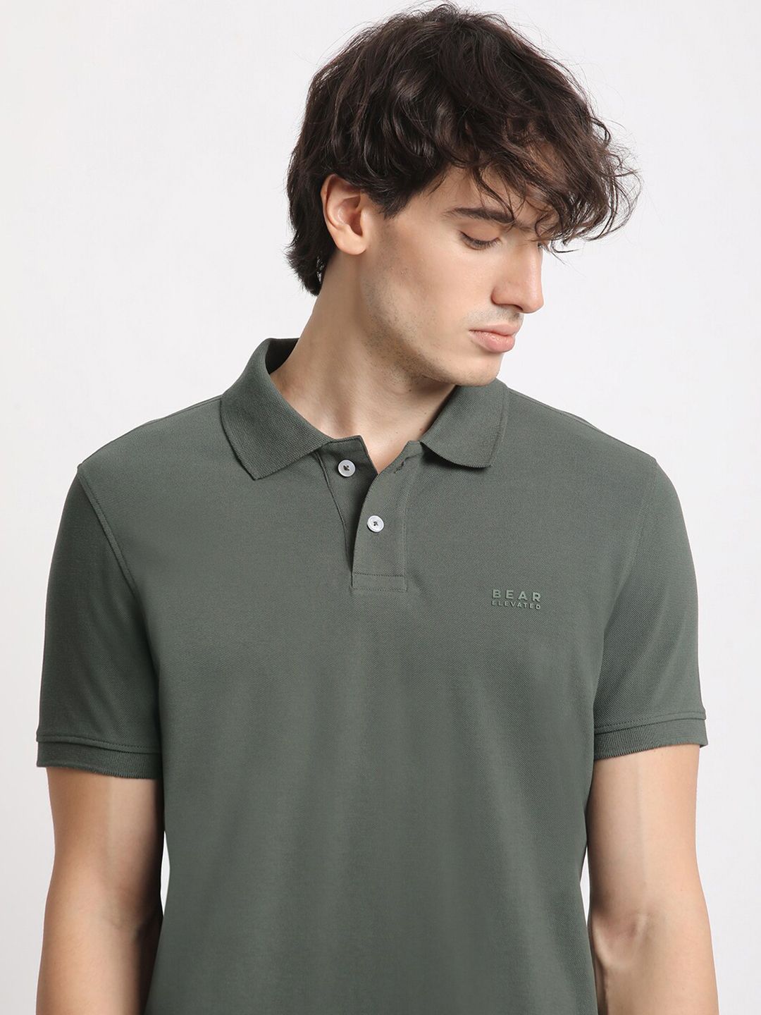 THE BEAR HOUSE Polo Collar Pure Cotton Slim Fit T-shirt