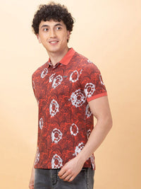 Being Human Men Printed Polo Collar Ethnic Applique T-shirt