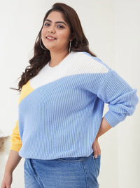 CURVY STREET Women Plus Size Colourblocked Acrylic Pullover