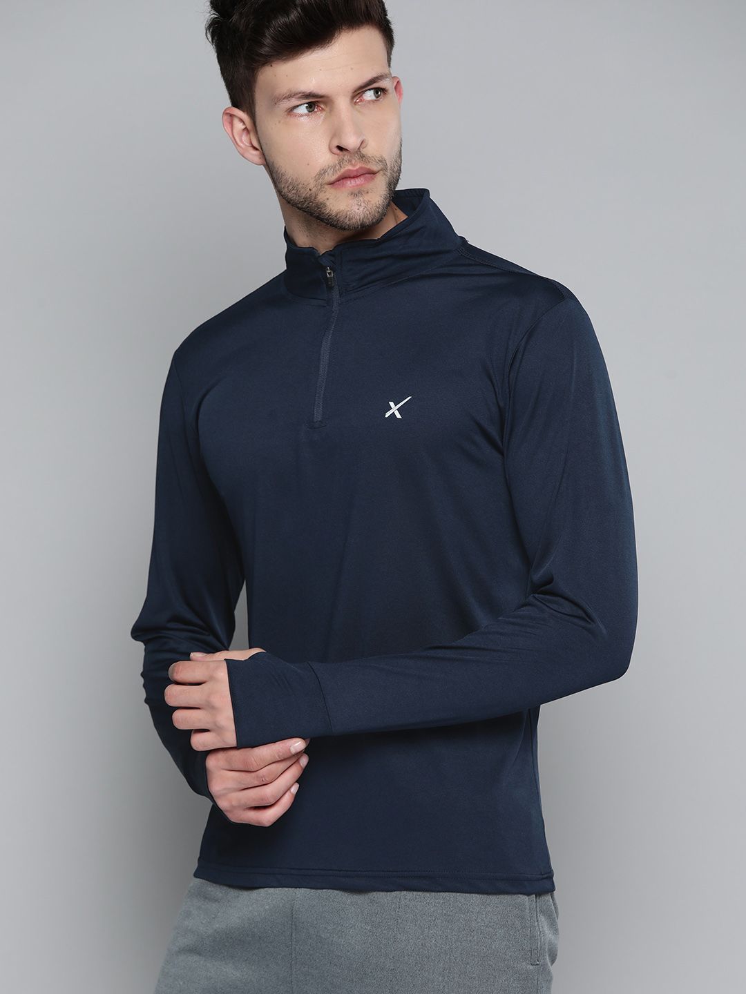 HRX by Hrithik Roshan Men Navy Blue Solid T-shirt