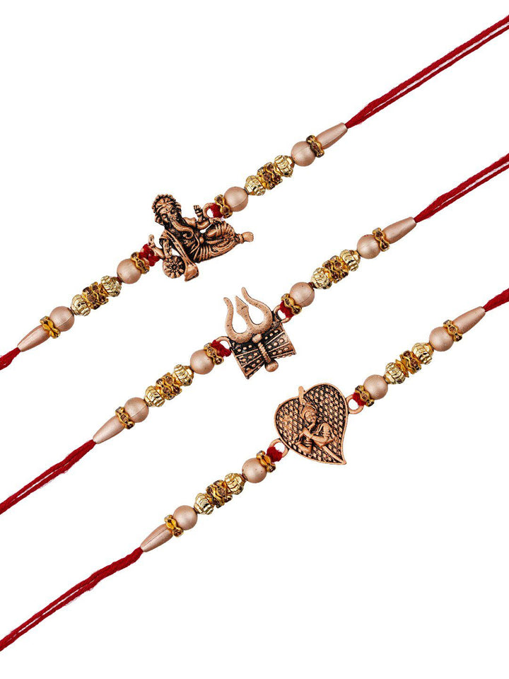 Pek eCraftIndia 3 Rakhi Berwarna-warni dengan Set Roli Chawal