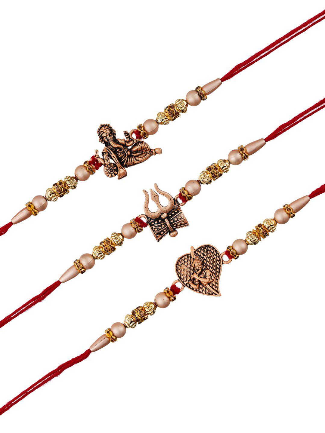 Pek eCraftIndia 3 Rakhi Berwarna-warni dengan Set Roli Chawal