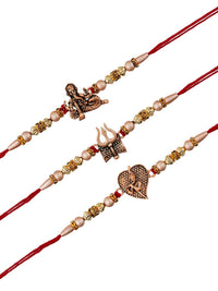 Pek eCraftIndia 3 Rakhi Berwarna-warni dengan Set Roli Chawal