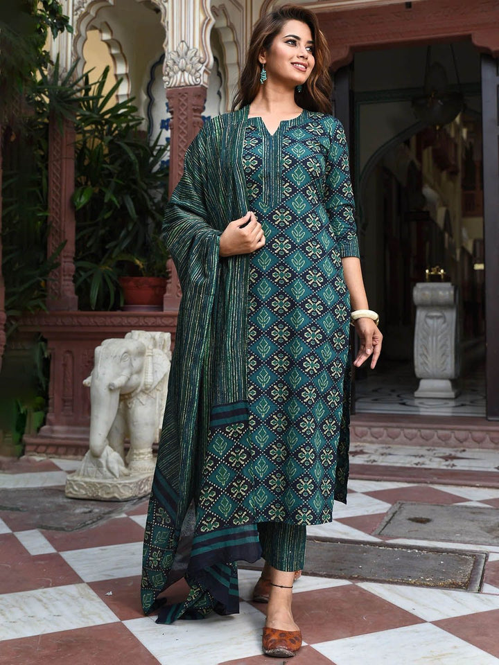 KALINI Women Printed Regular Kurta with Trousers & With Dupatta