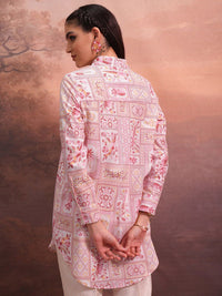 Vishudh Floral Printed Shirt Collar Ethnic Tunic
