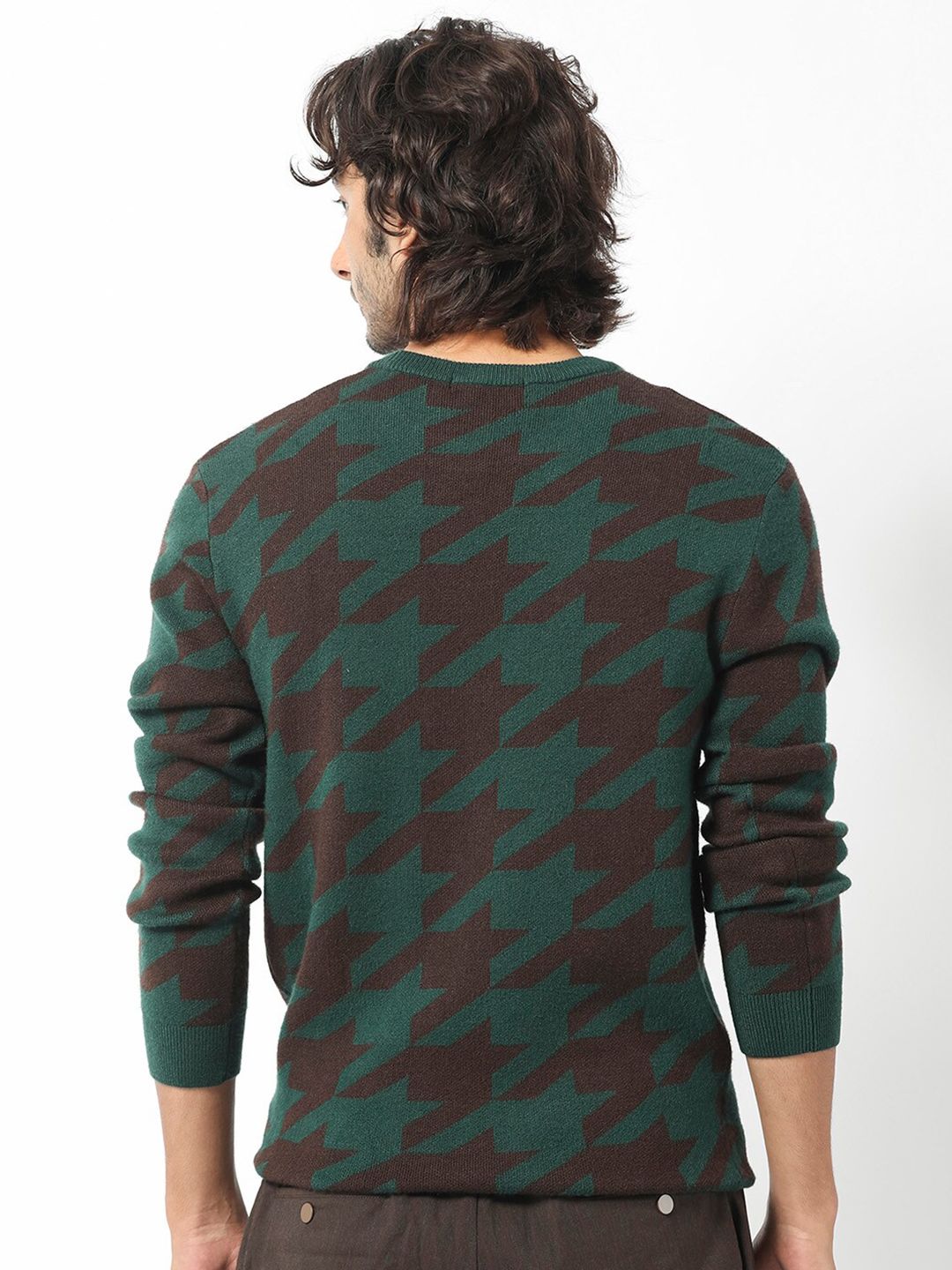 RARE RABBIT Men Honder Round Neck Geometric Printed Sweater