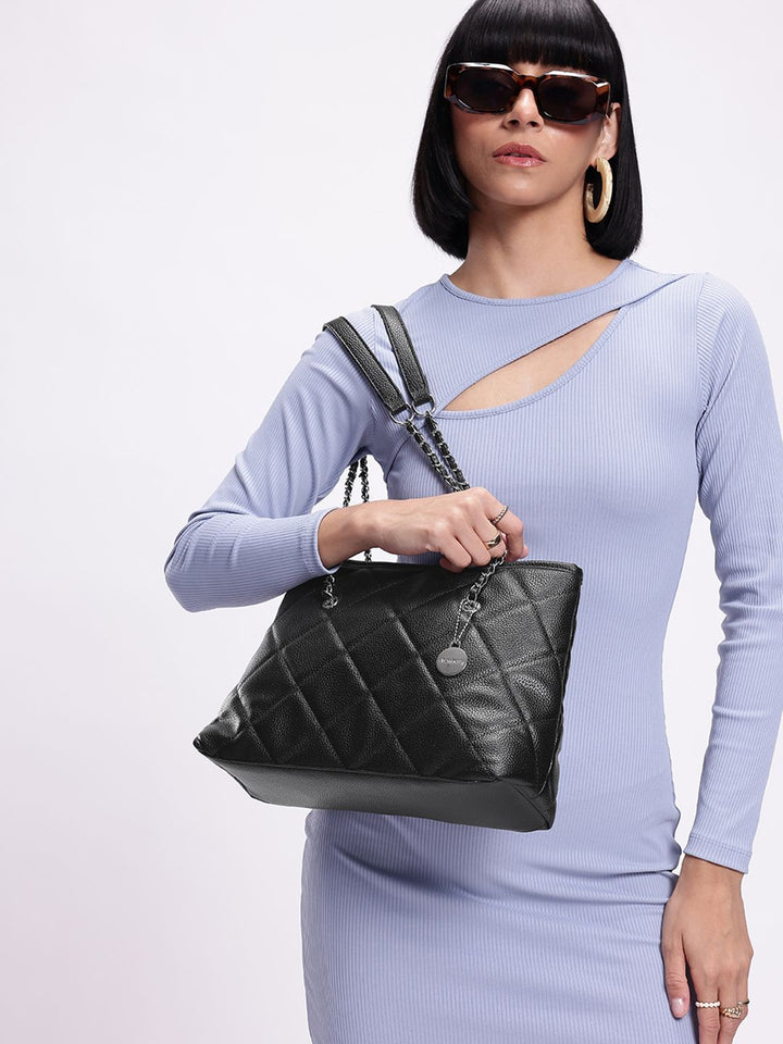 DressBerry Quilted Structured Shoulder Bag