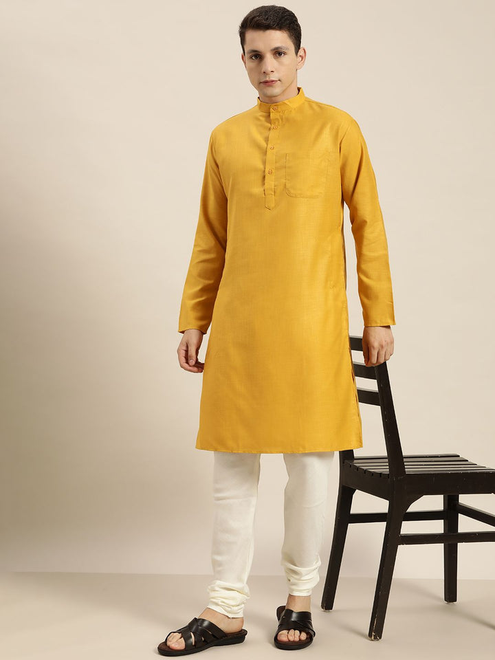 SOJANYA Men Mustard Yellow Kurta