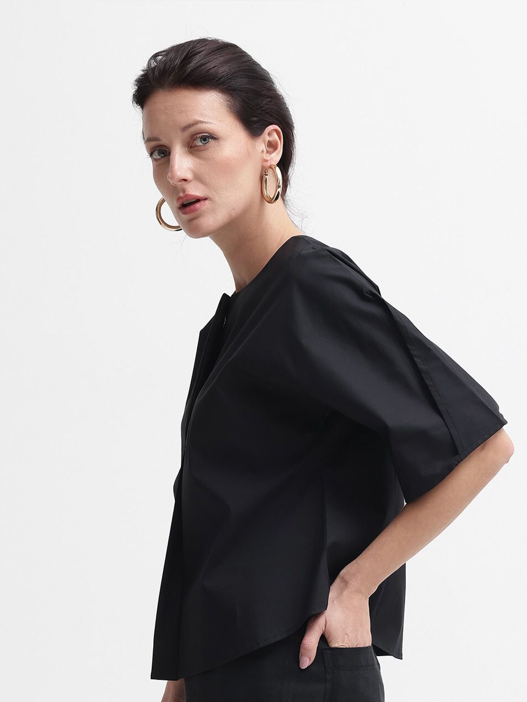 RAREISM Flared Sleeve Cotton Top