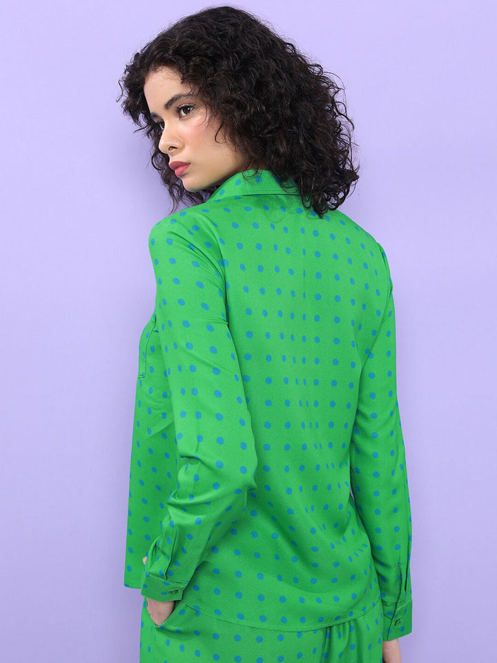 Tokyo Talkies Polka Dot Printed Regular Fit Opaque Casual Shirt
