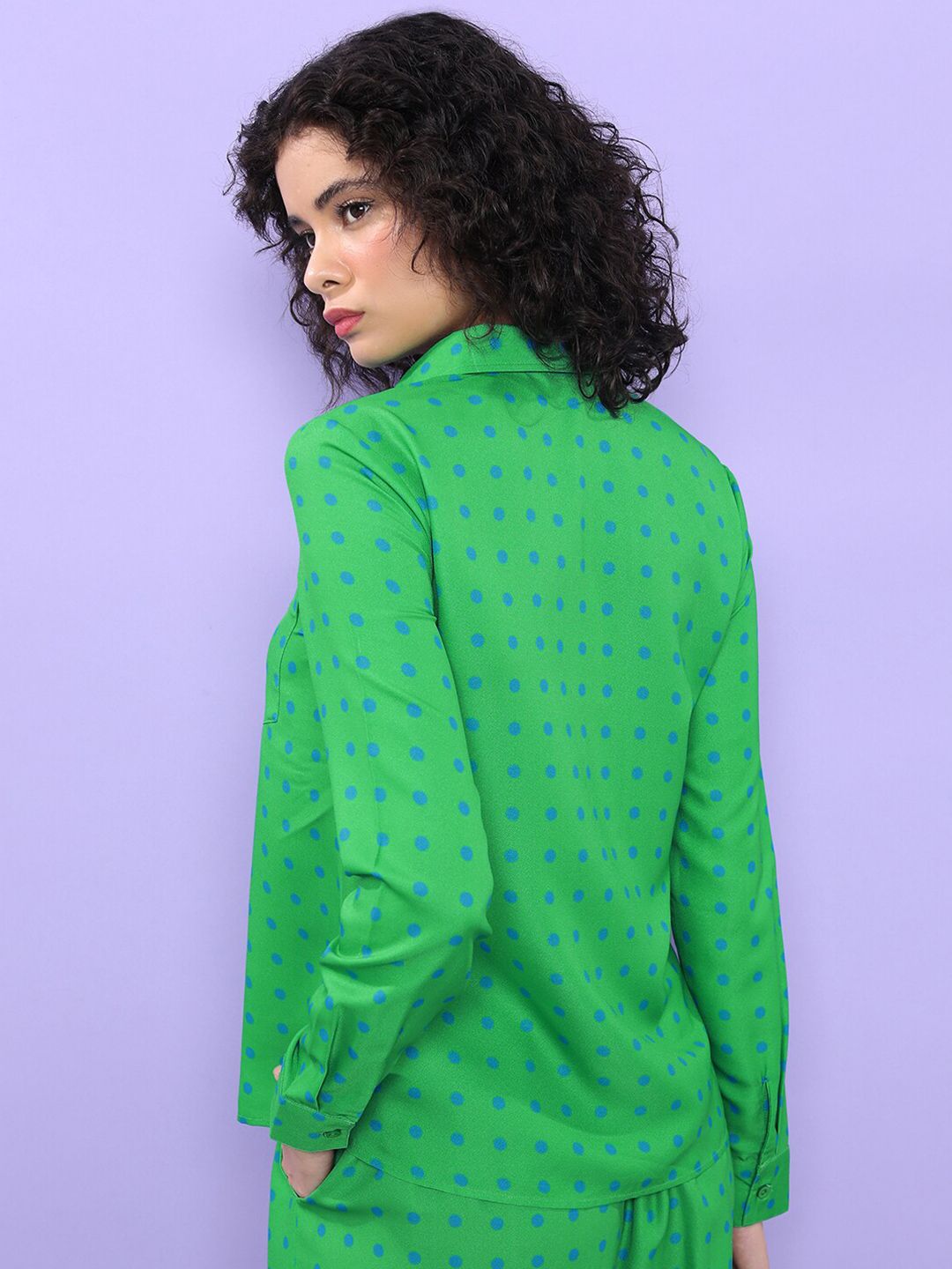 Tokyo Talkies Polka Dot Printed Regular Fit Opaque Casual Shirt