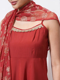 Vishudh Women Regular Sequinned Kurta with Trousers & With Dupatta
