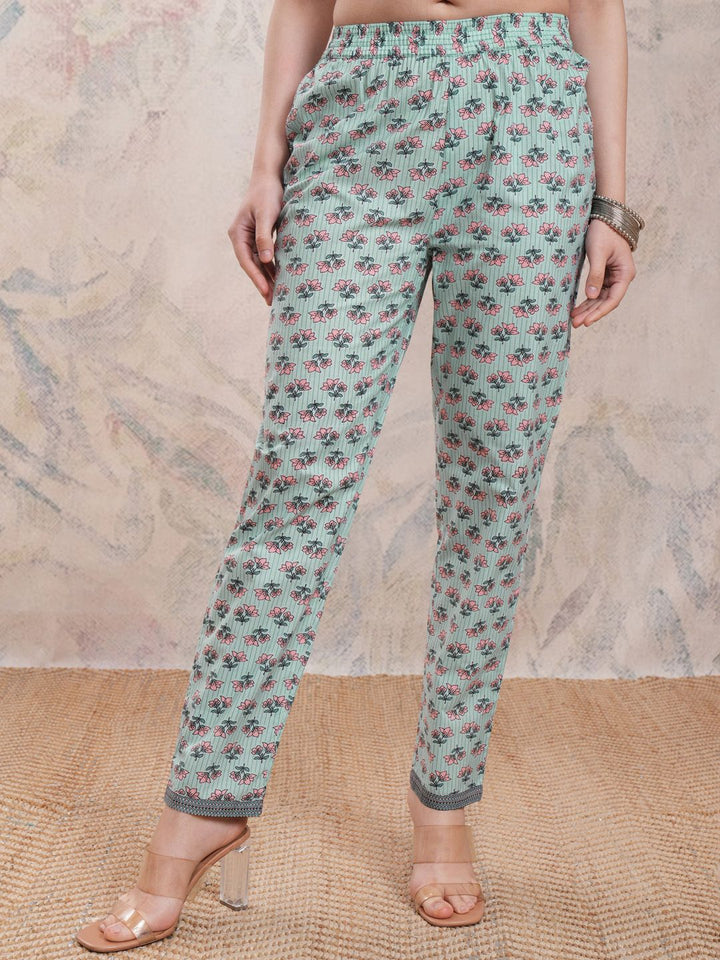 Vishudh Floral Printed Pure Cotton Kurta With Trousers & Dupatta