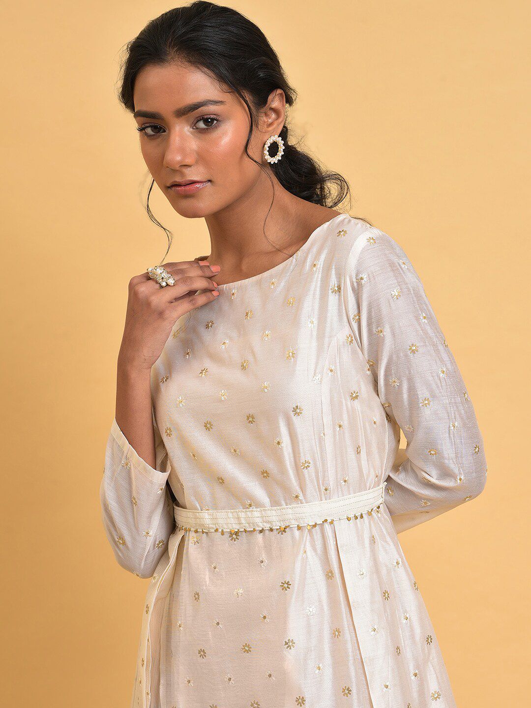 W Floral Embroidered Ethnic A-Line Maxi Dress