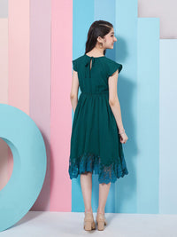 pspeaches Girls Extended Sleeve Lace Inserts Fit & Flare Dress