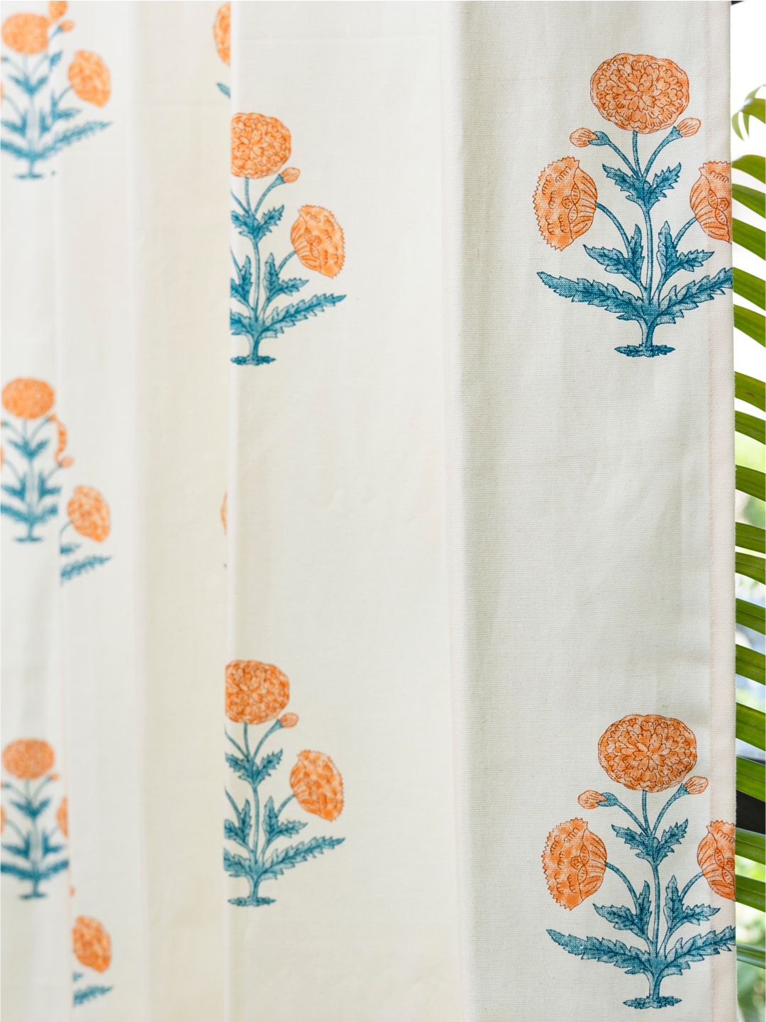 URBAN SPACE White & Yellow 2 Pieces Floral Printed Window Curtains