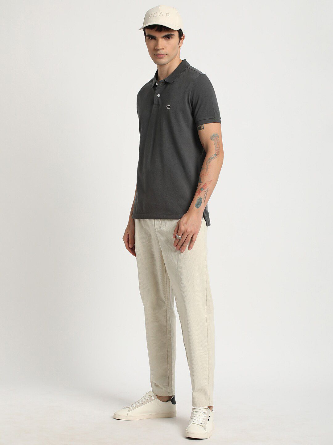 THE BEAR HOUSE Polo Collar Pure Cotton Slim Fit T-shirt