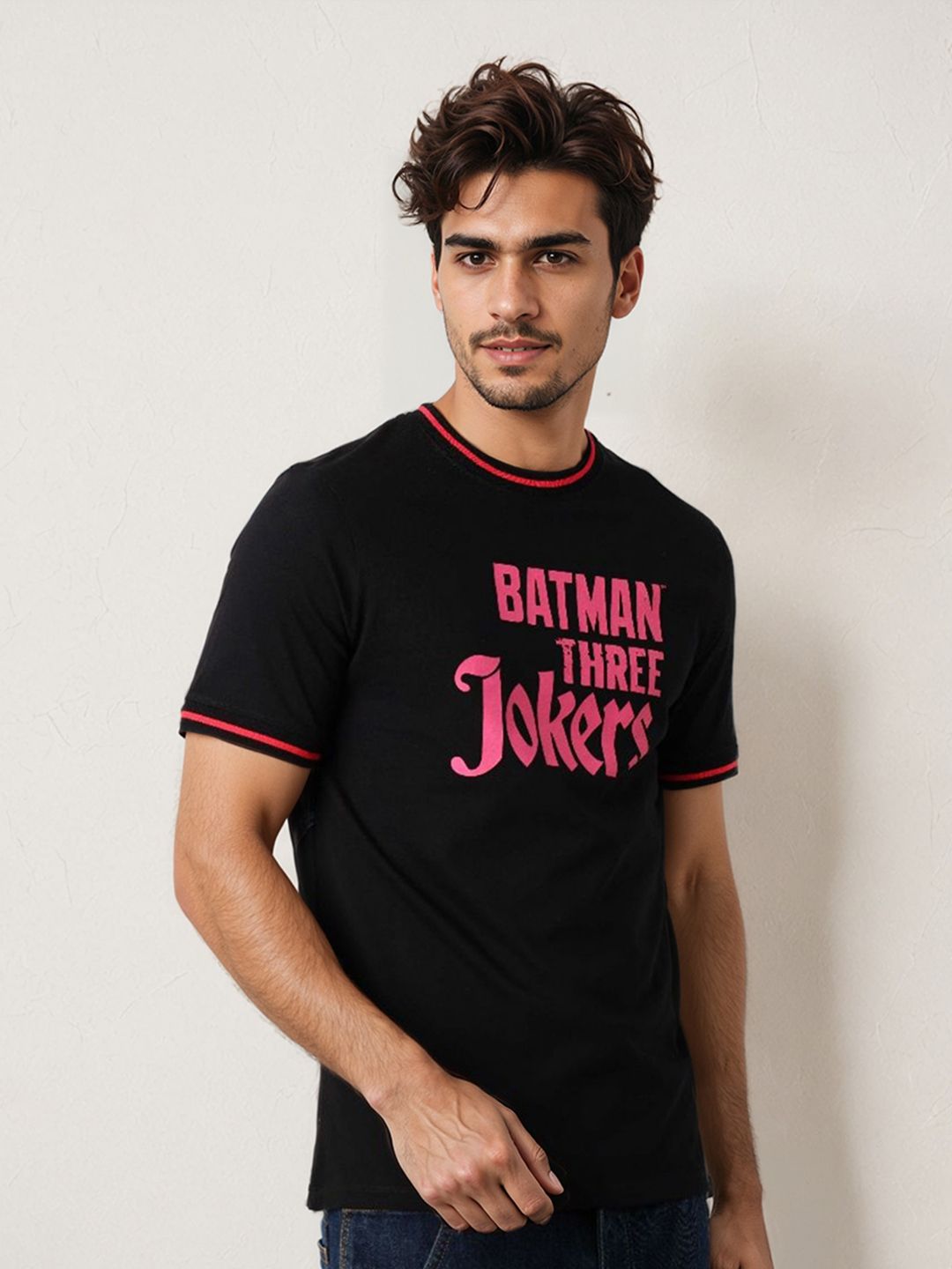 The Indian Garage Co Men Joker Graphic Printed Round Neck Cotton T-shirt