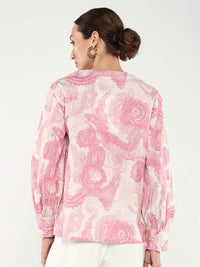 RAREISM Ethnic Printed Round Neck Cotton Top