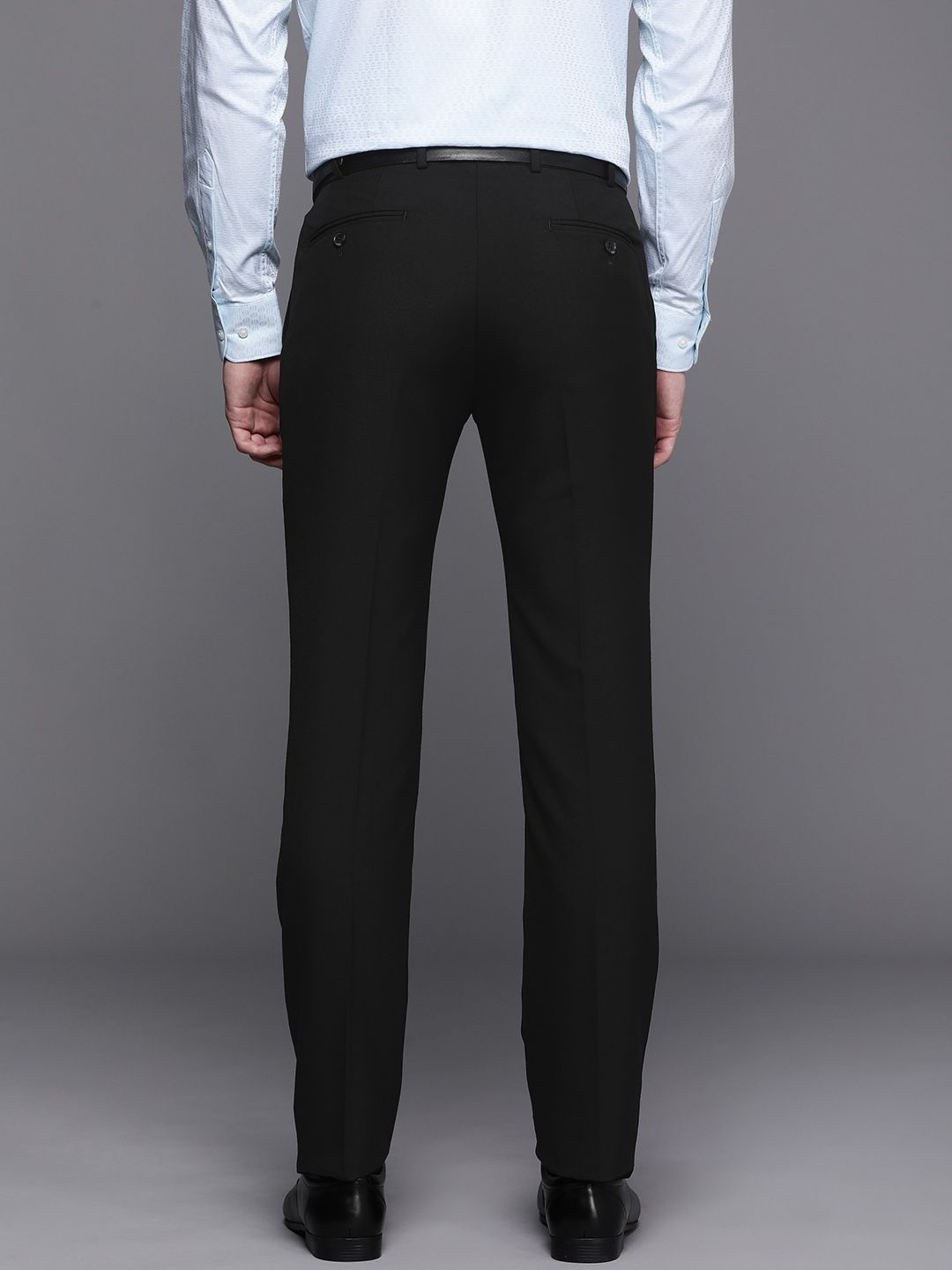 Raymond Men Solid Mid-Rise Slim Fit Formal Trousers