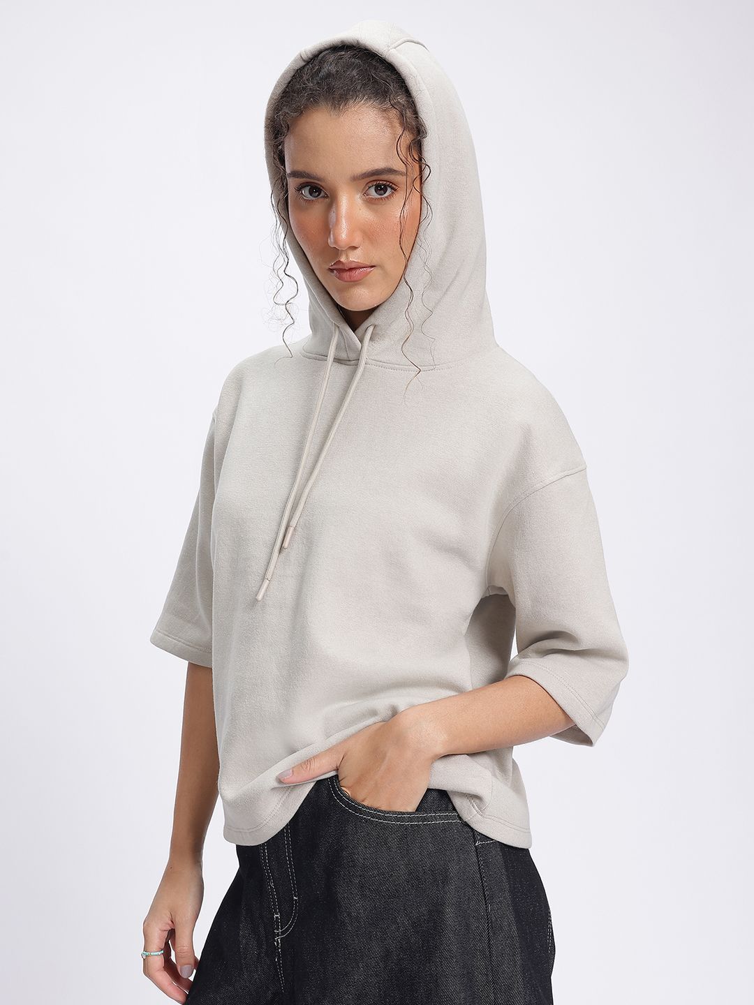 DressBerry Comfy Edge Hooded Drop-Shoulder Sweatshirt