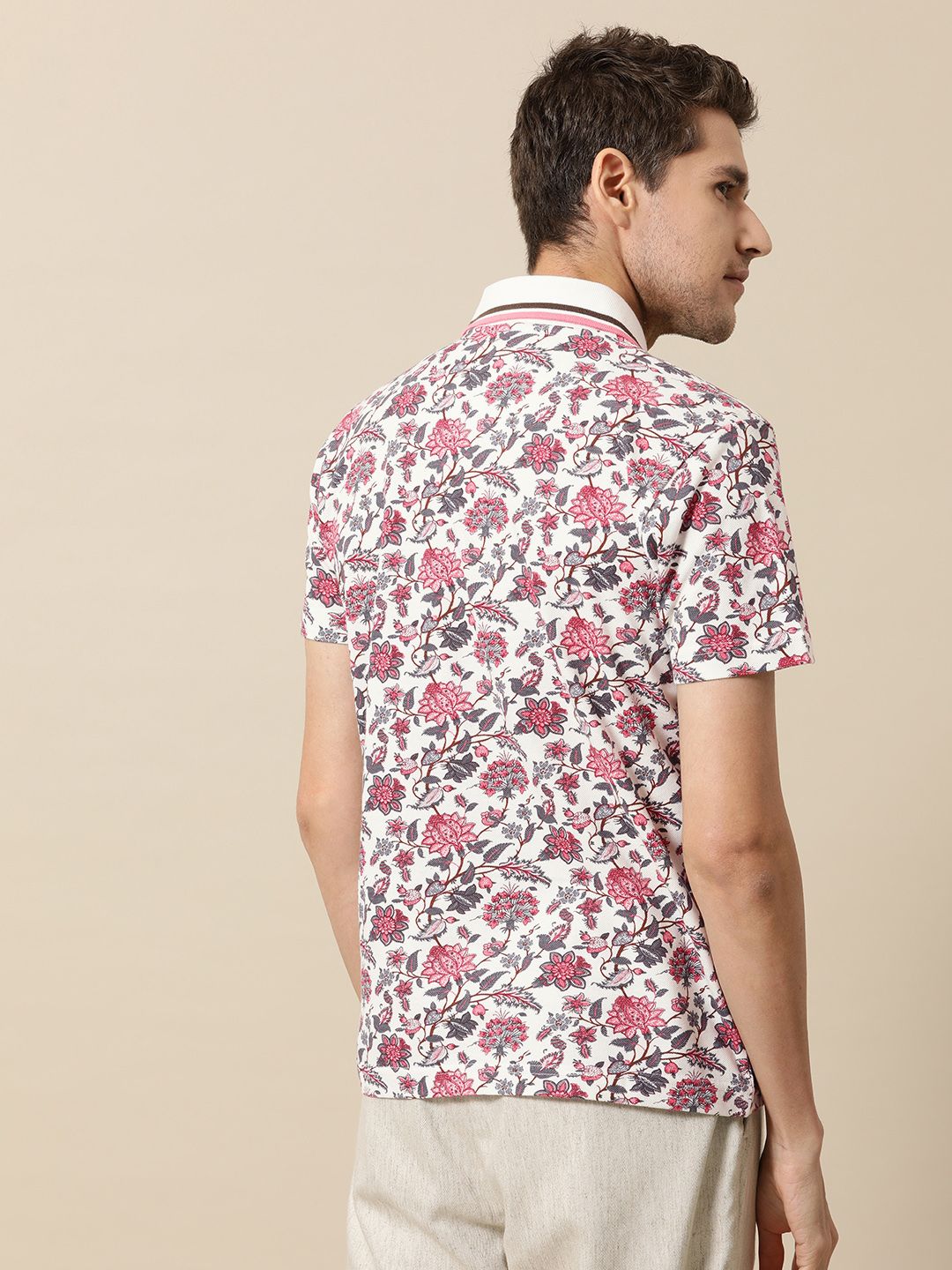 Mr Bowerbird Men Floral Printed Polo Collar Pure Cotton T-shirt