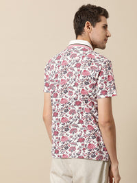 Mr Bowerbird Men Floral Printed Polo Collar Pure Cotton T-shirt