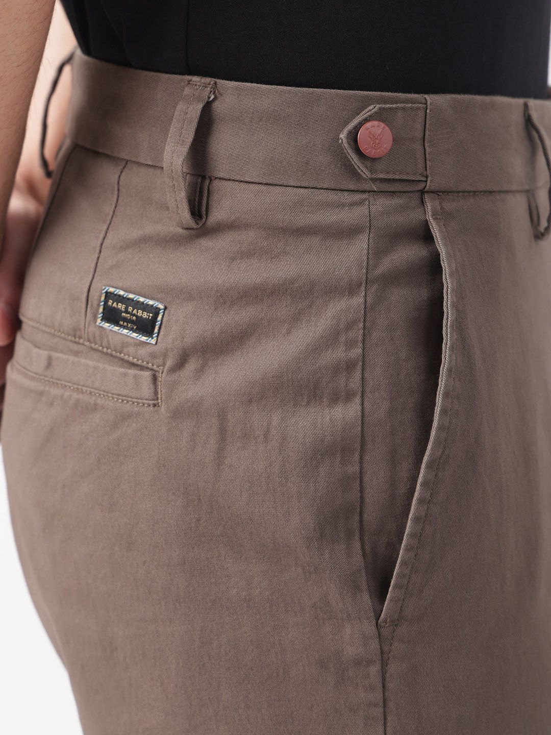 RARE RABBIT Trans Mid-Rise Slim Fit Pleated Cotton Trouser